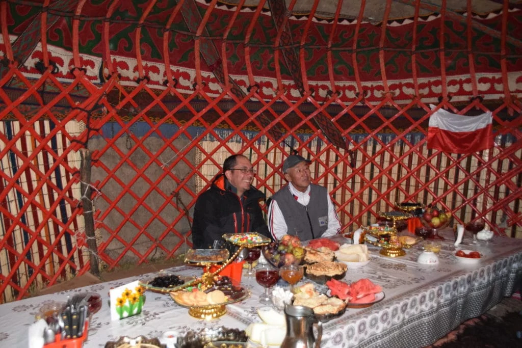 Dinner in the yurt