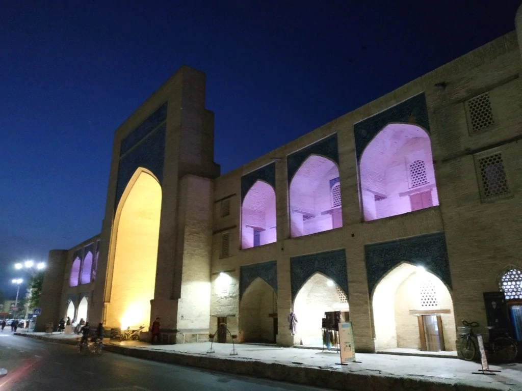 Bukhara hotel in the evening