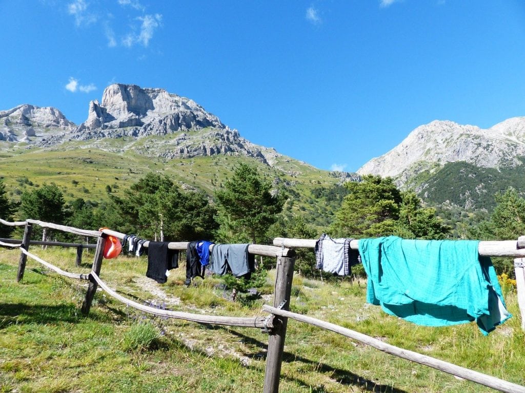 Hiking clothing drying