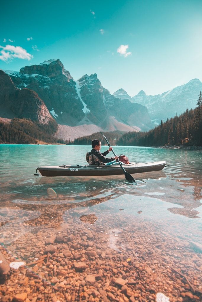 kayaking in the mountains