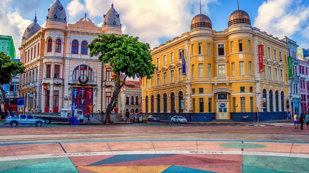 Walking among the colors of the city of Recife in Brazil